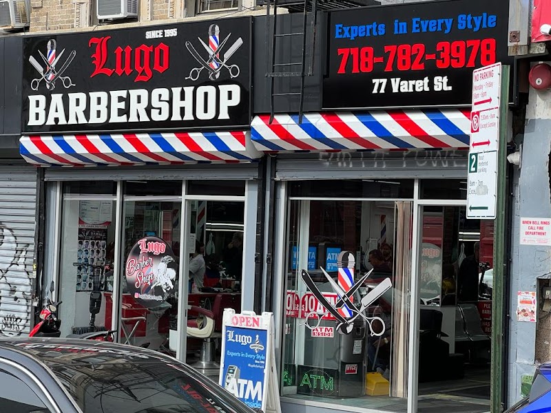 Lugo Barber Shop storefront — 77 Varet Street, Williamsburg